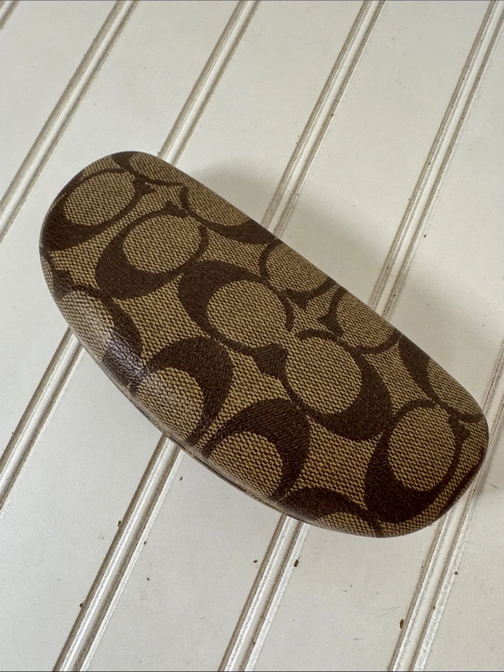 Coach CC Hard Clamshell Eye Glass Case‎ ONLY lens cloth included Brown Tan
